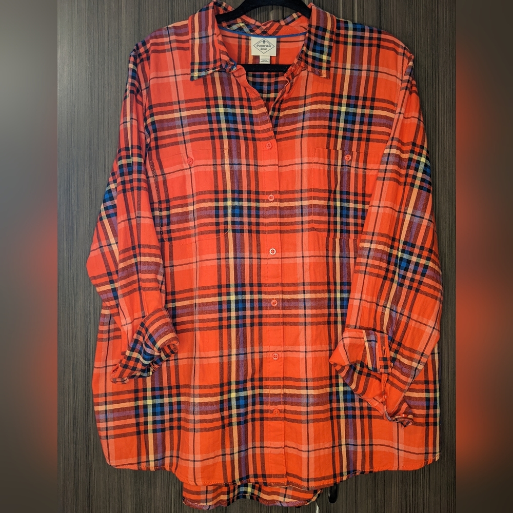 St. John's Bay Cotton Button Down Plaid Shirt,  XXL